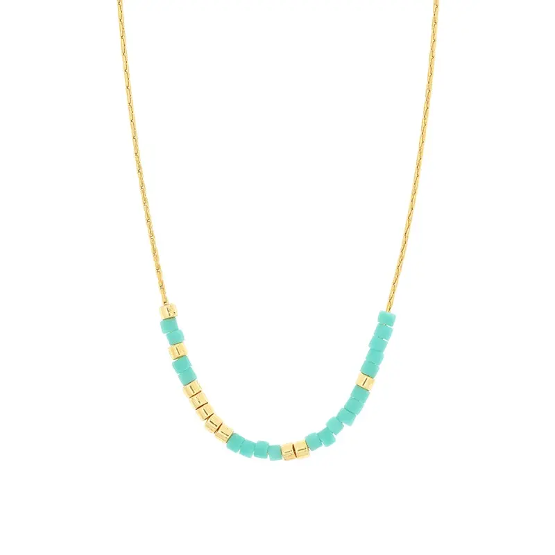 Trending Turquoise Beads necklace 925 Silver Gold Plated Bohemian Beads Necklace for women