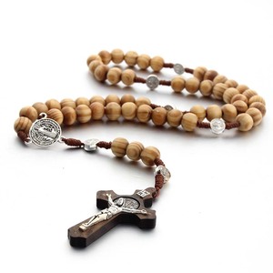 Rosario Cristiano Hecho a Mano con Cuentas de Aleación de Zinc, Cruz y Perlas de Imitación, Plateado en Plata y Madera, Religioso, para Aniversario - Product Image 2