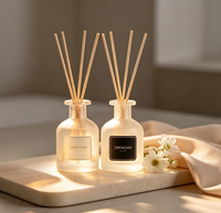 Nouvelle boîte d'emballage parfumée ambre-brun très vendue avec couvercle doré, flacon diffuseur en verre vide de 100 ml et 150 ml avec boîte