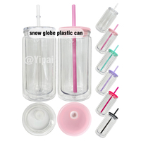 Gobelets en plastique à double paroi de 12oz avec trou pré-percé et bouchon en silicone Snowglobe Mugs pour strass USA Warehouse