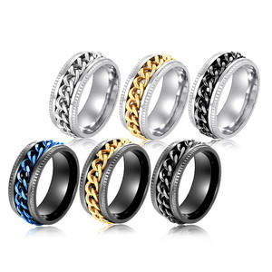 DJ065 Bagues en acier inoxydable pour hommes, plaquées or 18 carats, bijoux tendance, cadeau pour lui - Product Image 1