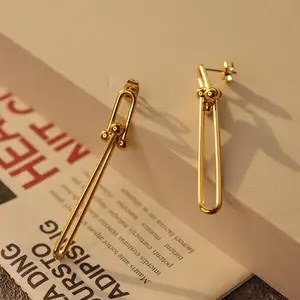 Chris April fashion jewelry orecchini in acciaio inossidabile 316L carino 2023 orecchini pendenti a doppia U placcati in oro PVD giapponese per le donne