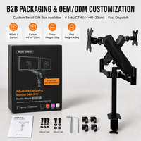 Nouveau support d'écran double en métal noir pour la productivité et le multitâche, avec ressort à gaz, rotation à 360°, capacité de 10 kg par bras, pour moniteurs de 17 à 32 pouces