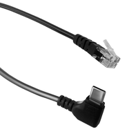 Kabel Pengisi Daya Tipe-C Male ke RJ11 6P4C Sudut Kanan 90 Derajat Kustom, 5V ke 12V Step-up, Kabel Daya Spiral