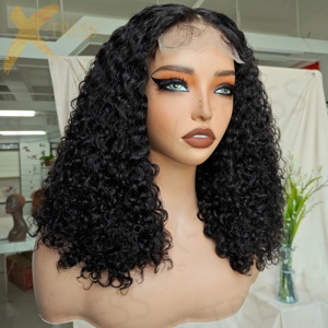 <span class=keywords><strong>Bombe</strong></span> spécial Curl perruques 200% densité sans colle Afro bouclés dentelle fermeture court Bob vague d'eau perruques cheveux humains perruque naturelle - Product Image 4