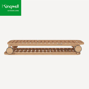 เก้าอี้ไม้สักสไตล์ร่วมสมัย, เก้าอี้อาบแดดทำจากไม้เนื้อแข็งพร้อมล้อสำหรับสระว่ายน้ำชายหาดลาน - Product Image 6