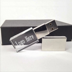 Promotion Gift Customized 3D logo Crystal USB Memory Drive Glass Flash Drive 4gb 8gb 16gb Pendrive
