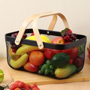 Metal Mesh Steel <b>Basket</b> with Handles Farmhouse Style <b>Wire</b> <b>Basket</b> Pantry Organization and Storage for Cabinets Pantry Closets - Product Image 3