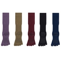 Chaussettes de yoga en coton tricoté à cinq doigts et tube long pour femmes, antidérapantes, à compression pour le mollet, idéales pour le Pilates, la course et le cyclisme