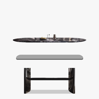 Ensemble table à manger italienne haut de gamme et de luxe, super pierre de cristal, lumière italienne, meubles de maison modernes rectangulaires de luxe en marbre
