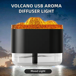 Volcano Home <span class=keywords><strong>Mini</strong></span> USB Diffuseur d'arôme à ultrasons de bureau Humidificateur d'air en plastique Veilleuse Flamme Brouillard Spray Plug-In pour hôtels - Product Image 6