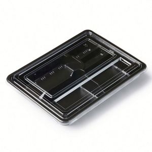 Conteneur alimentaire carré jetable en PET écologique de 2500 ml, inviolable, pour yaourt, noir, pour fêtes, boîte en papier, 7-12 pièces - Product Image 3