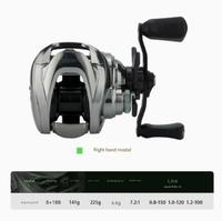 Hochwertige Professionelle Baitcasting-Rolle aus Magnesiumlegierung mit Edelstahl 8+1BB Kugellagern, 6kg Max Bremskraft, 7,2:1 Übersetzungsverhältnis, Magnetisch