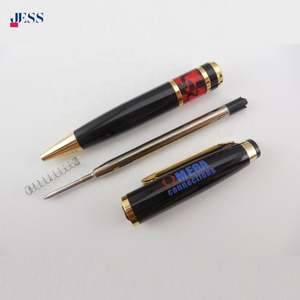 Cadeau d'affaires de luxe, stylo à bille en acrylique rouge, stylos en métal noir originaux avec logo personnalisé, stylo lourd pour signature - Product Image 4