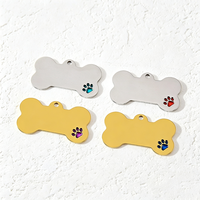 Ywyougang Plaque vierge en émail motif patte et os, Breloque d'identification pour animal de compagnie en acier inoxydable, Pendentif personnalisable à graver pour accessoires pour animaux DIY
