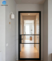 Porte en acier à cadre fin, simple ou double, à battants, avec vitrage trempé Low-E pour villa