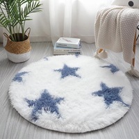 Polyester Shaggy Salon Chambre Rond PV Tapis En Peluche Pet Friendly Star Pattern Tapis Facile À Nettoyer