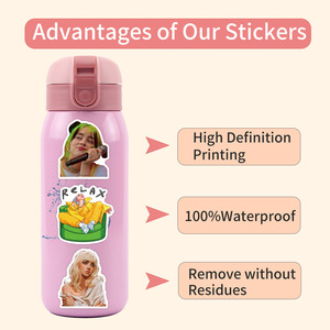 ZY3117C 55 pièces Autocollants décoratifs en vinyle imperméables pour scrapbooking, graffiti, bricolage, guitare, ordinateur portable, bagages, style Billie Eilish - Product Image 4