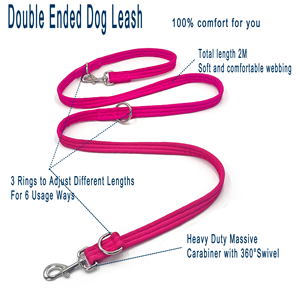 Multifunctional Double-Ended Alloy Nylon Polyester Durable Eco-Friendly Anti-Pulling Training Leash for Large Medium <b>Dogs</b> - Product Image 2