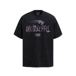 Verano nueva camiseta Vintage Streetwear Camiseta de manga corta de algodón puro desgastado lavado de peso pesado para hombre - Product Image 4