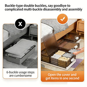 Büyük Kapasiteli Katlanabilir Plastik Saklama Kutusu, Tekerlekli Yatak Altı Düzenleyici, Yatak Odası Giysileri için Yatak Altı Saklama Kutuları - Product Image 6