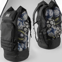 Sac à ballons de football XL robuste en maille avec bandoulière réglable, 2 poches avant pour équipement sportif, sac à cordon