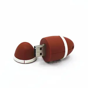 定制软橡胶u盘闪存棒新设计散装3D形状PCV橄榄球形状u盘驱动器
