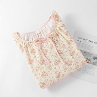 Chemise de nuit en coton pour femme avec manches longues imprimé fleuri jupe coupe-vent féerique pour le printemps et l'automne-taille XS robe de maison douce
