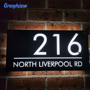 Luce in acciaio inossidabile numeri di casa e lettere in metallo Led personalizzato illuminato retroilluminato segno di numero di casa - Product Image 2