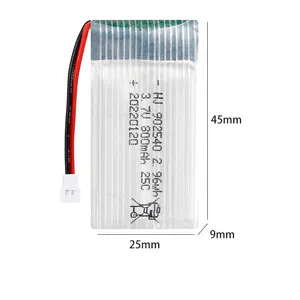 מפעל 800mah li po סוללות 902540 3.7v עבור מטוס מטוס צעצוע rc צעצועי מכירה מסוק lipo drone סוללה