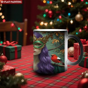 Heat Sensitive Color Changing Mug Frosted Black 11oz <b>Ceramic</b> <b>Cup</b> With 2D Flat Painting Design - Product Image 2