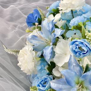 Arreglo Floral Artificial Clásico Azul y Blanco, Hecho a Mano, de Alta Simulación, Centro de Mesa para Bodas - Product Image 3