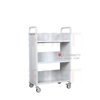 Chariot de bibliothèque mobile en bois et métal de haute qualité avec 3 étagères et roulettes pour équipement scolaire