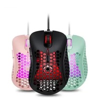 Souris de jeu bon marché, noire, optique, RGB, filaire, USB, rétroéclairée, pour PC, ordinateur, légère, en nid d'abeille