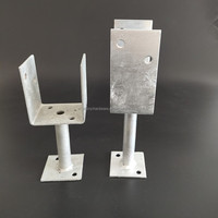 Base de poteau en U en fer galvanisé, norme DIN, support robuste pour bois, connecteur pour bois, filetage M16