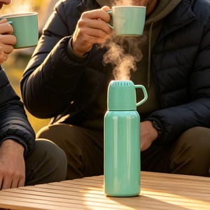 Botella de Agua Aislada al Vacío de Acero Inoxidable de 600 ml con Tapa de Vaso, Termo Hermético para Acampar, Hacer Picnic, Senderismo y Uso al Aire Libre - Product Image 4