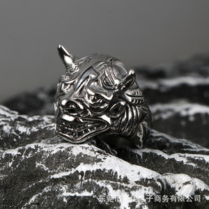 Retro <b>Style</b> Titanium Steel Ring Devil <b>Head</b> Design Men's Fashion Jewelry SA857 - Product Image 2