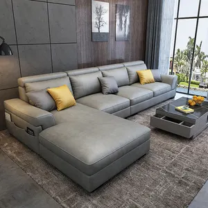 Neues Material Leder Stoff Sofa moderne Möbel l-förmige Sofa Designs Wohnzimmer Ecke Sofa Set Möbel modern