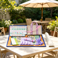 Ensemble de Mahjong Classique Moderne de Luxe en Acrylique Orange Personnalisé CHIVAN, Tuiles de Mahjong Américaines, Table de Mahjong pour 4 Joueurs