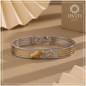 925 Sterling Silver Dual Tone Tiger Design Kada <b>Bracelet</b> for Men and Women Luxury <b>Adjustable</b> Fashion Jewelry Gift - Product Image 3