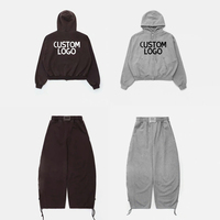 Veste à capuche en pur coton Ensemble de pantalons de survêtement de sport à capuche surdimensionnés Survêtement de jogging brodé personnalisé pour hommes