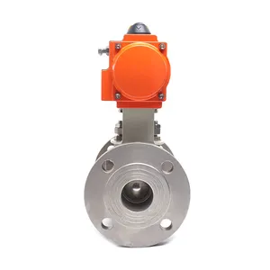 4 Inch Pn16 WCB High Temperature 2 Way Pneumatic Actuator With Limit Switch Pneumatic Flange Ball Valve