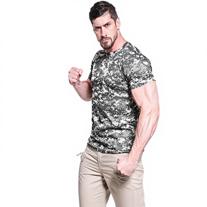 T-shirt Homme <span class=keywords><strong>Vintage</strong></span> Personnalisé à Manches Courtes Respirant Séchage Rapide Col Rond pour Entraînement et Activités de Plein Air – Motif Camouflage - Product Image 1