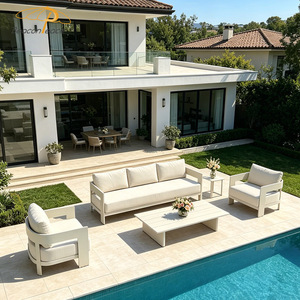 Ensemble de canapés d'extérieur tout en aluminium, mobilier de <span class=keywords><strong>jardin</strong></span>, ensemble de canapés modulaires 4 pièces pour terrasse, patio, villa, cour - Product Image 4