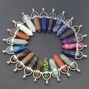 Mặt dây chuyền đá tự nhiên hình viên đạn, đá quý trị liệu, mặt dây chuyền đá quý hai đầu nhọn dành cho nữ - Product Image 2