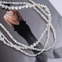Manik-manik Serpihan Mutiara Putih Bentuk Tidak Beraturan, Kerang Alami 3-4mm/5mm/6-7mm untuk Pembuatan Perhiasan DIY Grosir