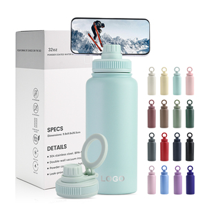 Custom Logo 1L Stainless Steel Double Wall Insulated Vacuum <b>Flask</b> 32oz Magnetic Water <b>Bottle</b> with Phone Holder - Product Image 1