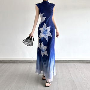 2026 New Wholesale Women <b>Chinese</b> Style Floral Print Gradient Fishtail Mesh Sleeveless <b>Dress</b> - Product Image 2
