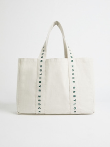 Grand logo personnalisé pour sac cabas en toile rose avec poignée en sangle brodée Sac à provisions surdimensionné avec motif de lettres - Product Image 3