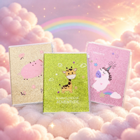 Carnet à paillettes Glitter Pig Kawaii, couverture scintillante dorée, design mignon de dessins animés et de fleurs, bloc-notes ligné, cadeau scolaire pour filles